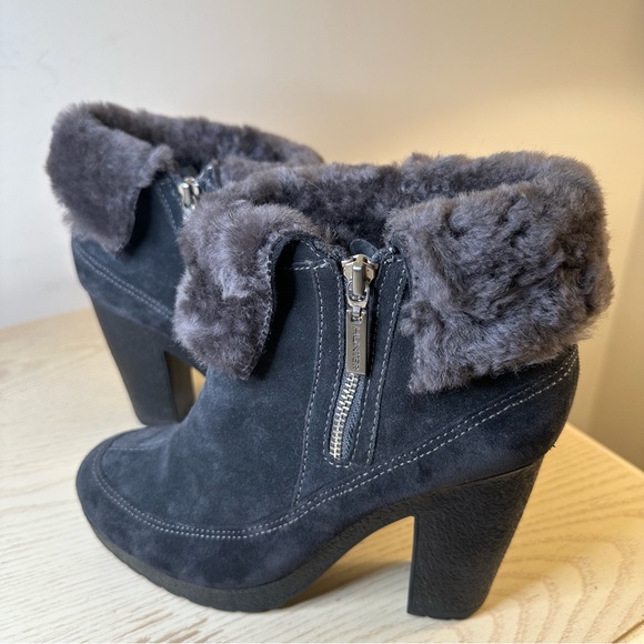 Hunter Ryann Suede and Shearling Ankle Boot in Gray Size 8 1/2 EUC Never Worn - Picture 4 of 9